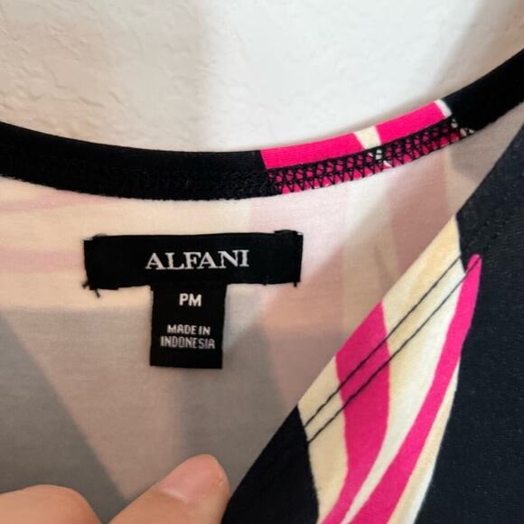 ALFANI PETITE MEDIUM MULTICOLOR BLACK PINK WHITE WOMEN TANK DRESS BRAND NEW - Picture 5 of 8